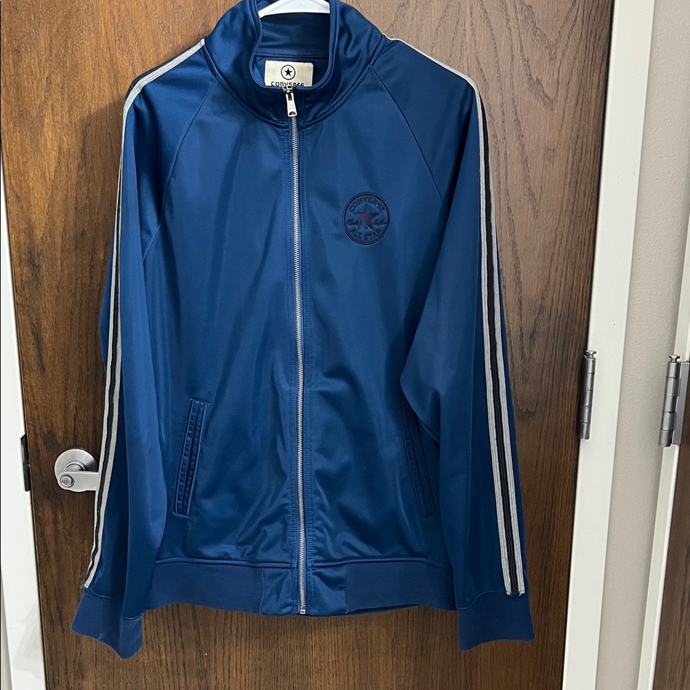 Converse Navy Jacket with gray and charcoal Stripes